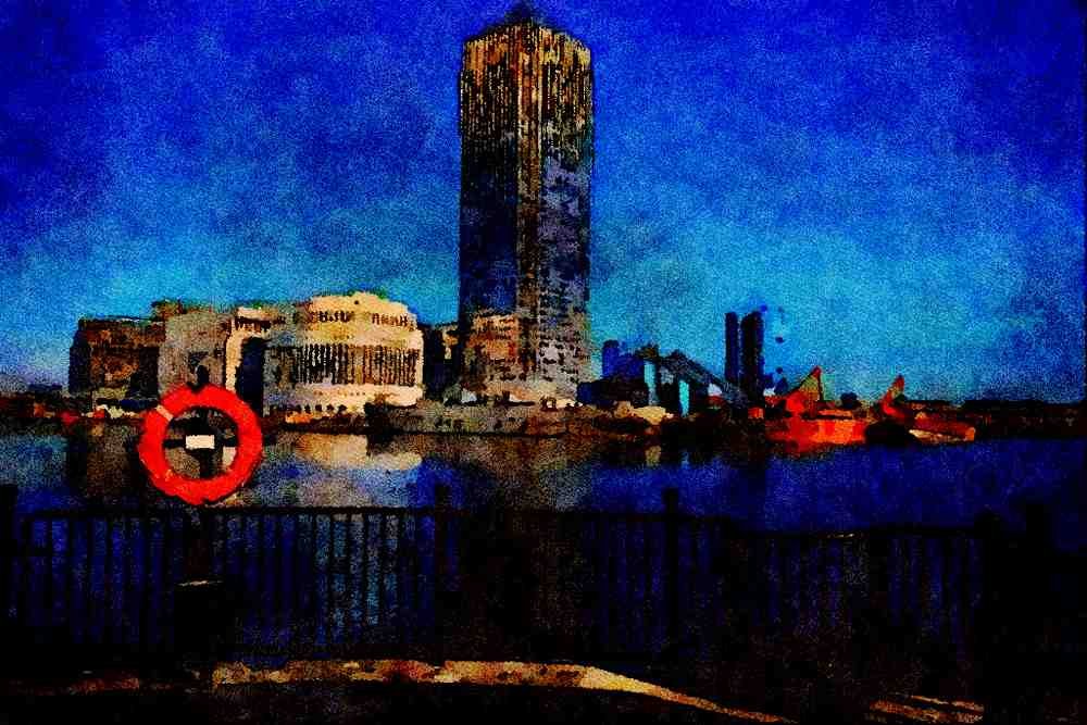 557050 Canary Wharf Development, Docklands, England A4 Limited Edition Watercolour Print