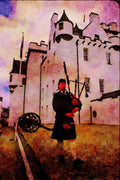 557067 Piper At Blair Atholl Castle, Scotland A4 Limited Edition Watercolour Print