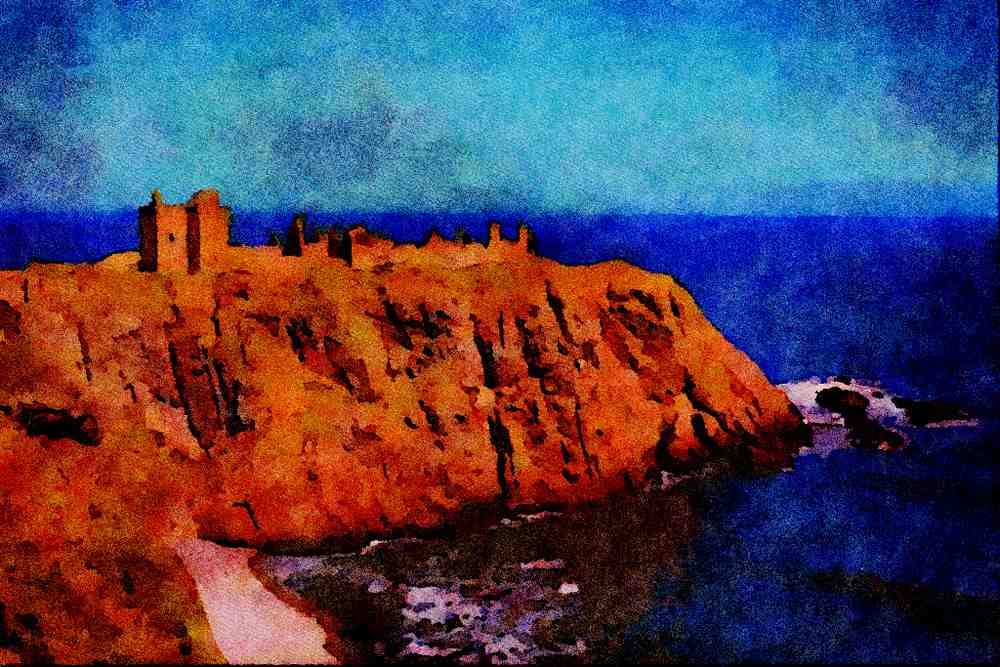 557073 Dunnottar Castle, Near Stonehaven, Scotland A4 Limited Edition Watercolour Print