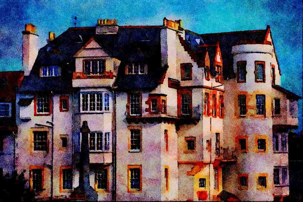 557078 Ramsay Gardens, Edinburgh, Scotland A4 Limited Edition Watercolour Print