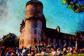 557081 Highland Dancing At Castle Fraser, Aberdeenshire, Scotland A4 Limited Edition Watercolour Print