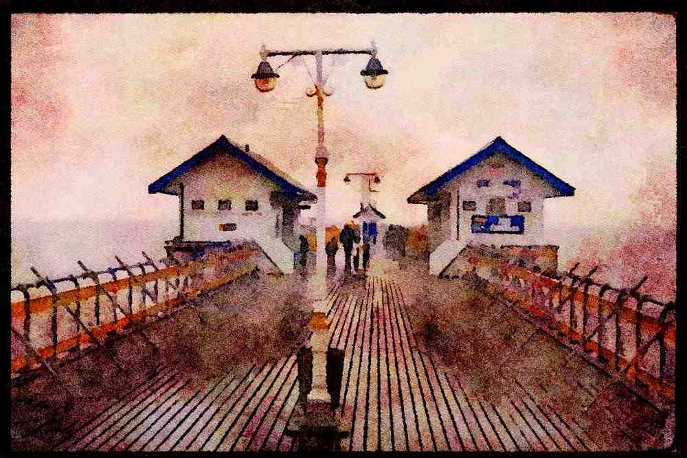 557087 Penarth Pier, South Wales A4 Limited Edition Watercolour Print