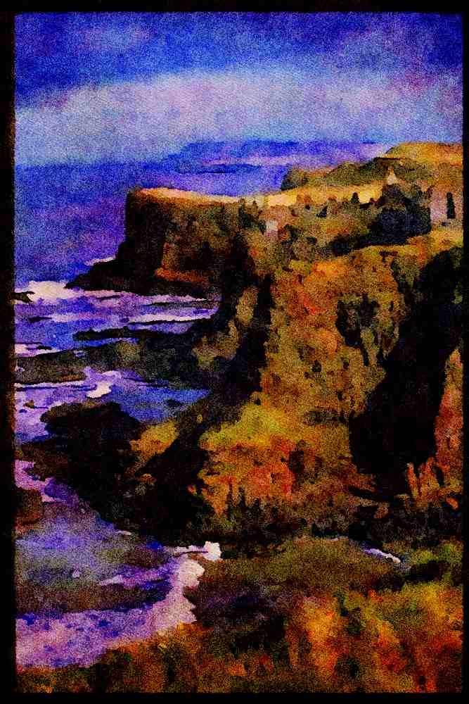 557091 Dunluce Castle, Country Antrim, Northern Ireland A4 Limited Edition Watercolour Print