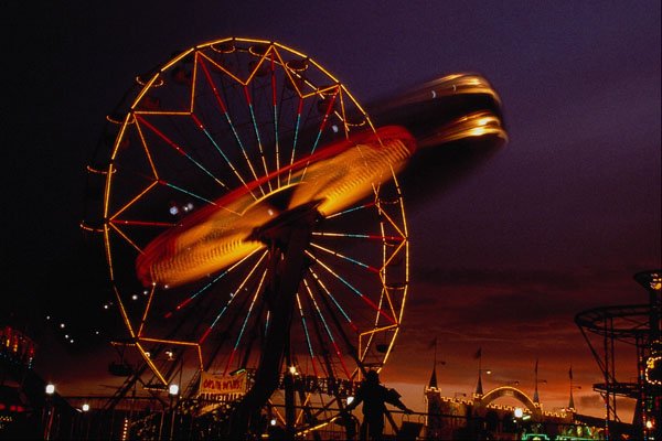 558021 Carnival Rides At Dusk, Pima County Fair, Arizona A4 Photo Print