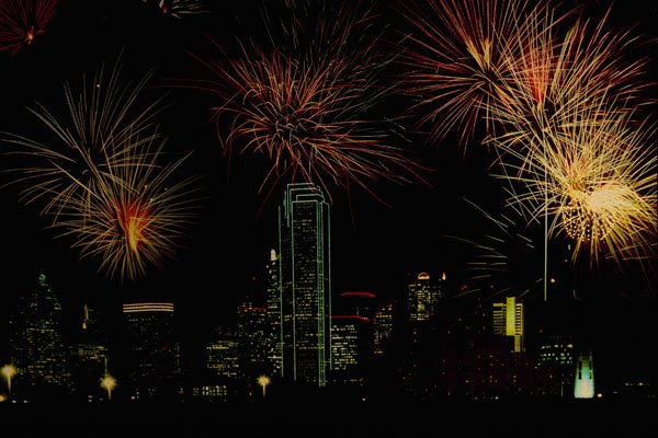 558084 Fireworks, Dallas, Texas A4 Photo Print