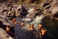 558091 Hikers Enjoy A High Sierra Mountain Pool A4 Photo Print