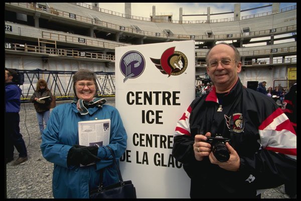 560036 Senators Fans At Center Ice During First Public Open House A4 Photo Print