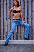 561026 Sophia In Black Bra And Jeans A4 Photo Print