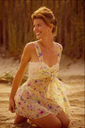 561050 Kim Kneeling In The Sand Wearing A Sheer Teddy A4 Photo Print