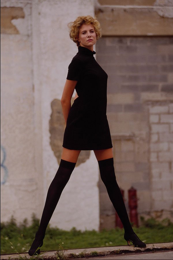 561088 Black Outfit With Tights A4 Photo Print