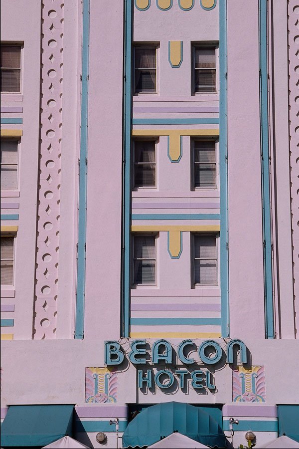 562065 Delicate Sculptured Pastel Design, Miami Beach Hotel A4 Photo Print