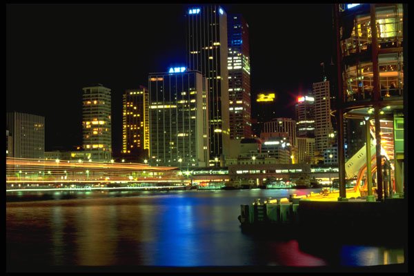 567005 Ferry Enters Circular Quay At Night, Sydney, Australia A4 Photo Print