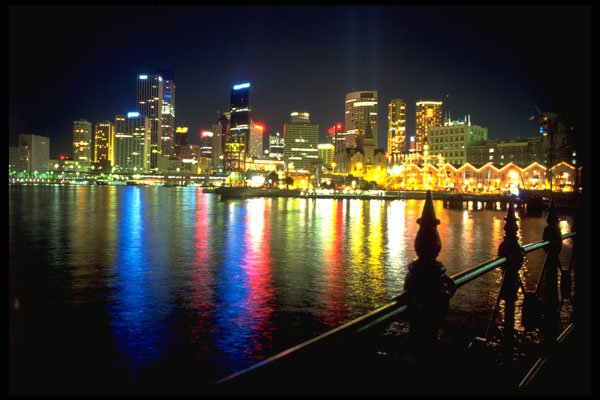 567008 Darling Harbor And The City By Night, Sydney, Australia A4 Photo Print