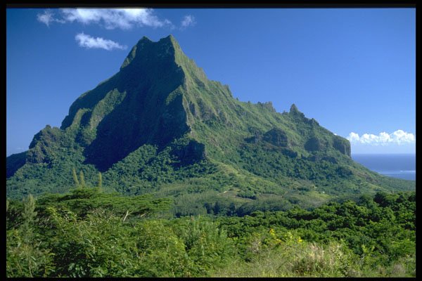 567035 Volcanic Hills, Moorea, Tahiti A4 Photo Print