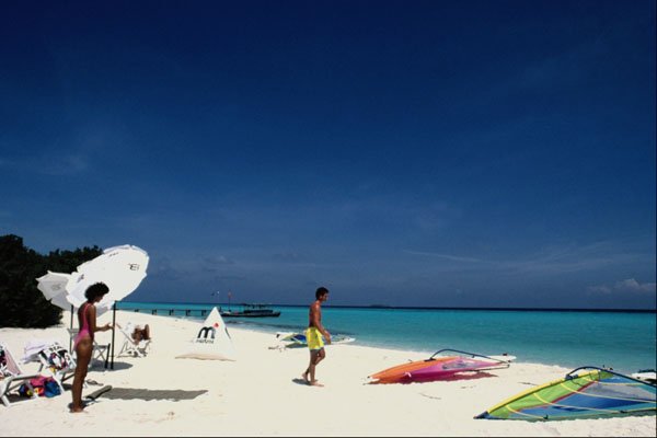 567078 White Beach And Windsurfing A4 Photo Print