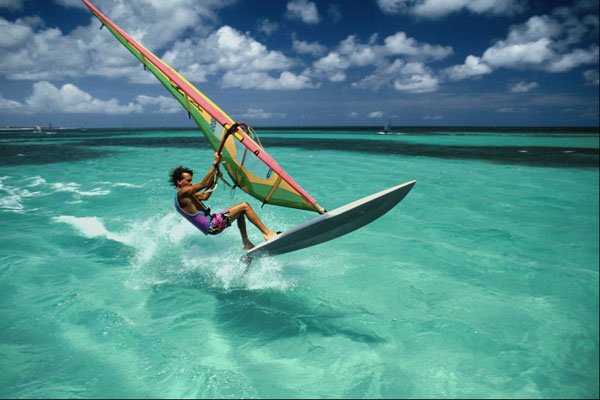 568015 Jump On Flat Water, Aruba, Don Montague A4 Photo Print