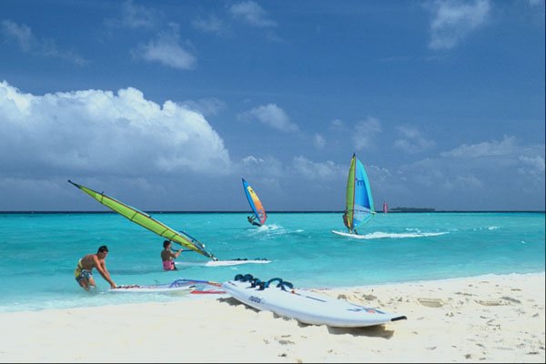 568069 Windsurfing At Reethi Rah, Maldives Islands A4 Photo Print