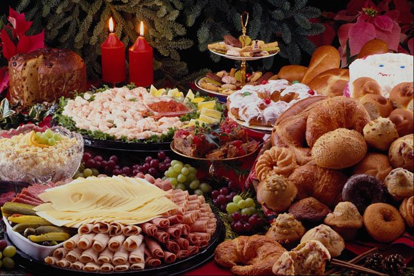 569065 Party Trays, Rolls, Breads And Cakes A4 Photo Print