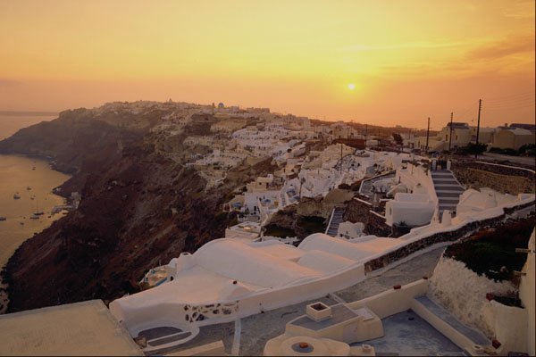 571010 Sunset, Oia, Santorini, Greece A4 Photo Print