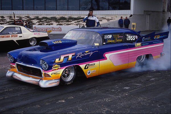 573033 A Custom '56 Chevy Cleans And Heats Its Big Back Tires A4 Photo Print