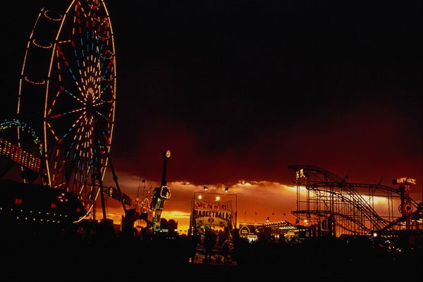 575096 Carnival Rides At Dusk, Pima County Fair, Arizona A4 Photo Print