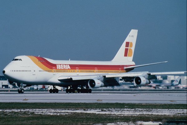 576002 Iberia B747 256B, Miami, U.S.A. A4 Photo Print