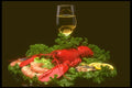 577001 Lobster, Shrimp, Mussels And Glass Of White Wine A4 Photo Print