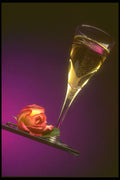 577025 Glass Of Champagne And Flower A4 Photo Print