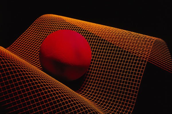 577081 Orange Grid With Red Ball A4 Photo Print