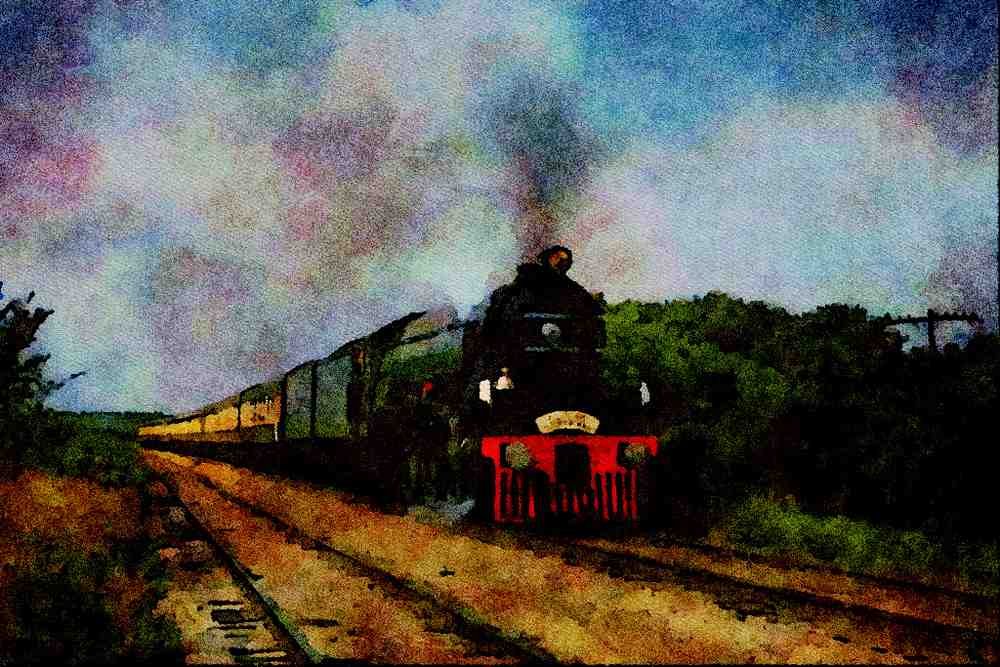578002 British _Flying Scotsman_ On Tour Near Parsons, KS A4 Limited Edition Watercolour Print