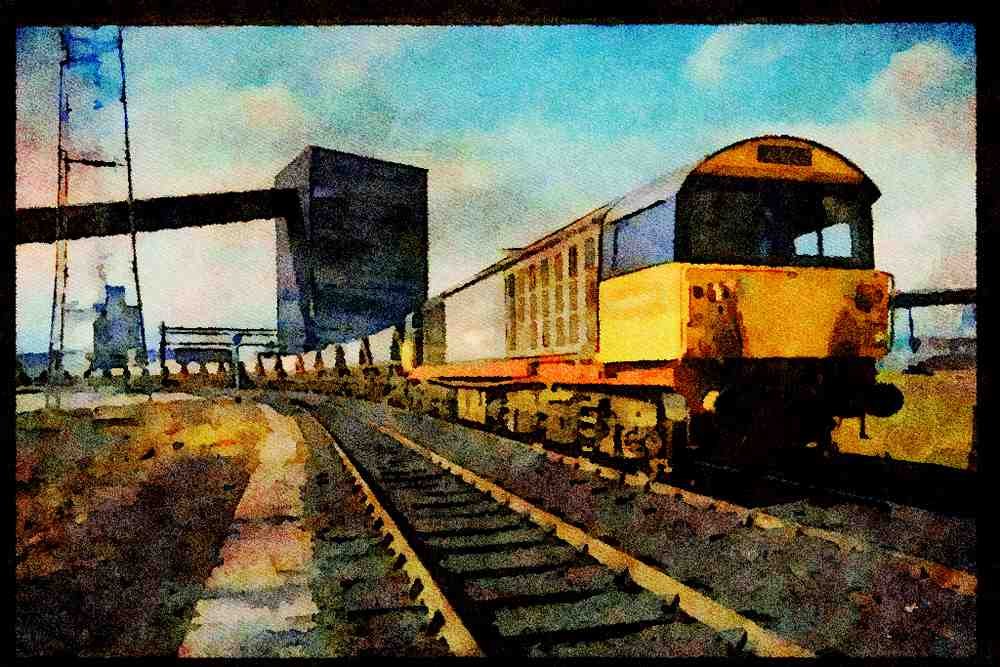 578034 Railfreight Coal Train At U.K. Power Station, U.K. A4 Limited Edition Watercolour Print