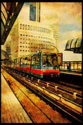 578047 Dockland Light Railways Approaching Heron Quays Station A4 Limited Edition Watercolour Print