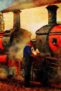 578048 A Driver Oils Engines _Loch_ And _Maitland_, Isle Of Man A4 Limited Edition Watercolour Print