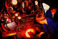 578061 Watercress Line Steam Railway, Fireman Stoking The Fire A4 Limited Edition Watercolour Print