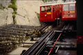578062 Two Trains At Bottom Station, Mt. Pilatus, Switzerland A4 Photo Print