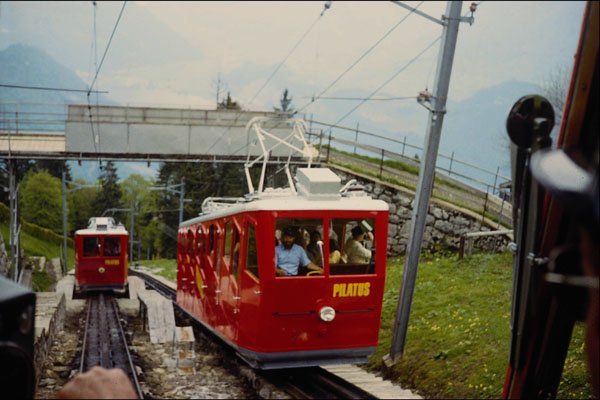 578063 Train Ascending At 2000 Ft., Mt. Pilatus, Switzerland A4 Photo Print