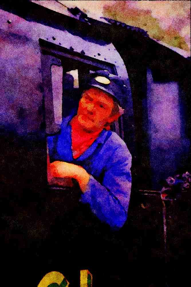 578068 Steam Train Driver A4 Limited Edition Watercolour Print
