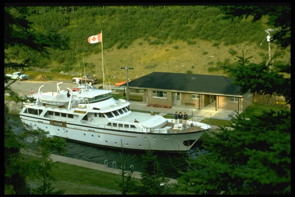 579007 Luxury Cruiser In Locks At St. Peter's Canal, Canada A4 Photo Print