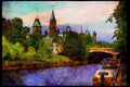 579011 View Of The Peace Tower From Rideau Canal, Ottawa, Canada A4 Limited Edition Watercolour Print