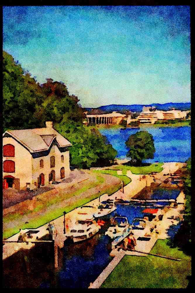 579014 Rideau's Watery Steps, Ottawa, Canada A4 Limited Edition Watercolour Print