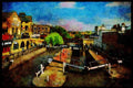 579020 Lock System At Camden Locks, Regent's Canal, London, England A4 Limited Edition Watercolour Print