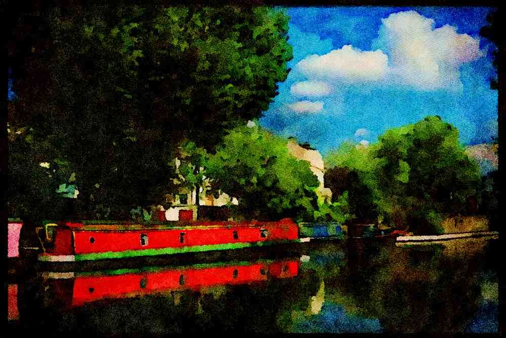 579021 Tranquil Scene, Grand Union Canal, London, England A4 Limited Edition Watercolour Print