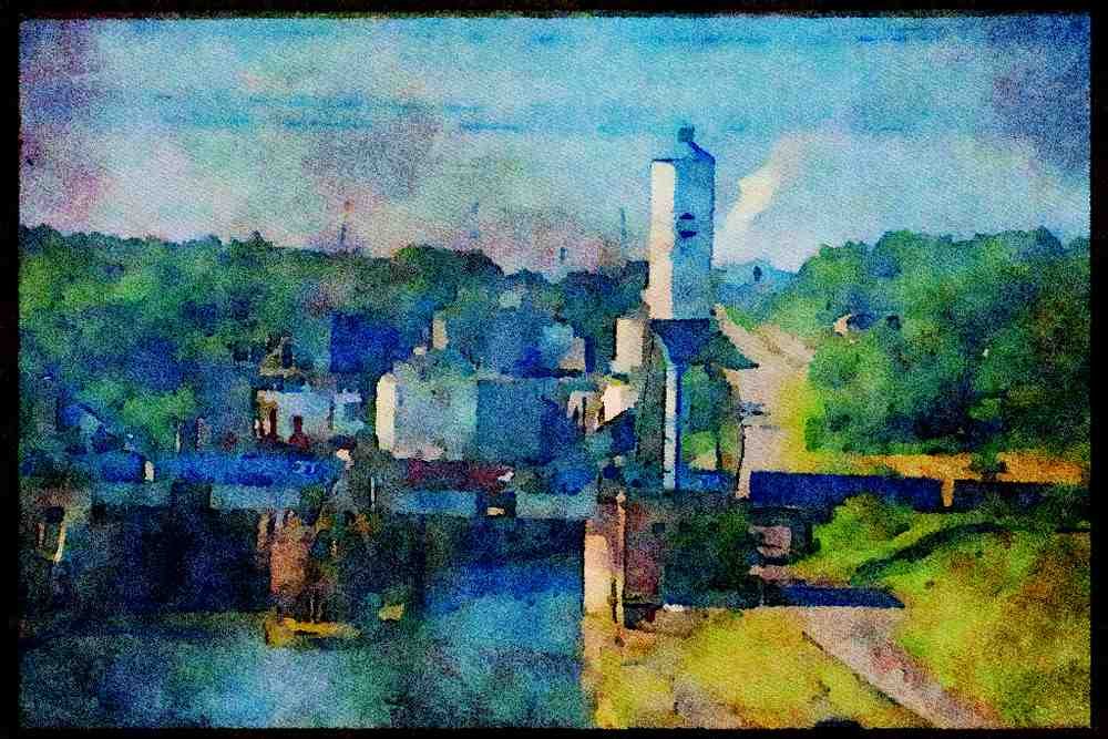 579029 The Famous Flight Locks, Welland Canal A4 Limited Edition Watercolour Print