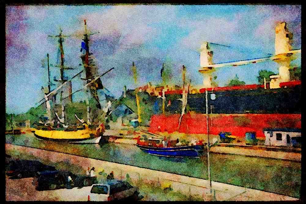 579030 In The Twin Locks, Welland Canal A4 Limited Edition Watercolour Print