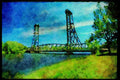 579032 Light Bridge On Old Canal, Welland Canal A4 Limited Edition Watercolour Print