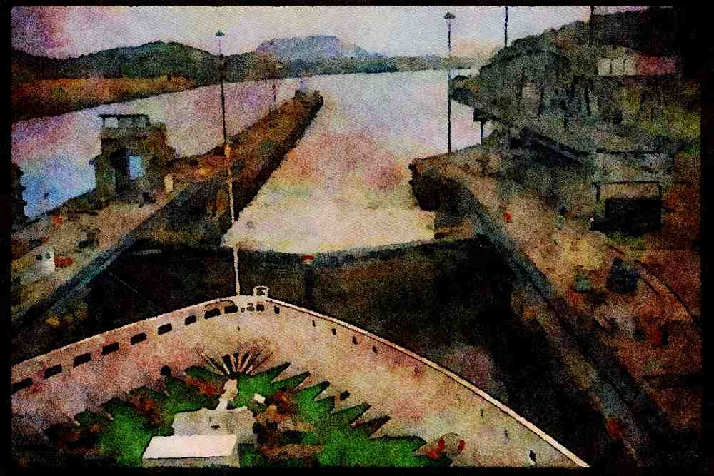 579050 Royal Princess Passing Through Panama Canal A4 Limited Edition Watercolour Print