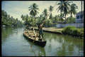 579057 Man Riding A Boat On The Backwaters, Kerala State, India A4 Photo Print
