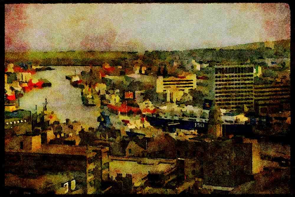 579058 Aberdeen Harbor Area, Australia A4 Limited Edition Watercolour Print