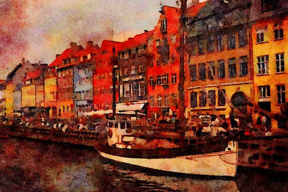 579066 Copenhagen, Denmark A4 Limited Edition Watercolour Print