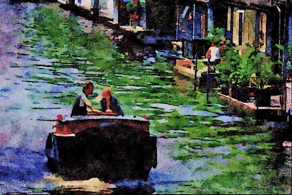 579070 Canal Ride, Amsterdam, Netherlands A4 Limited Edition Watercolour Print